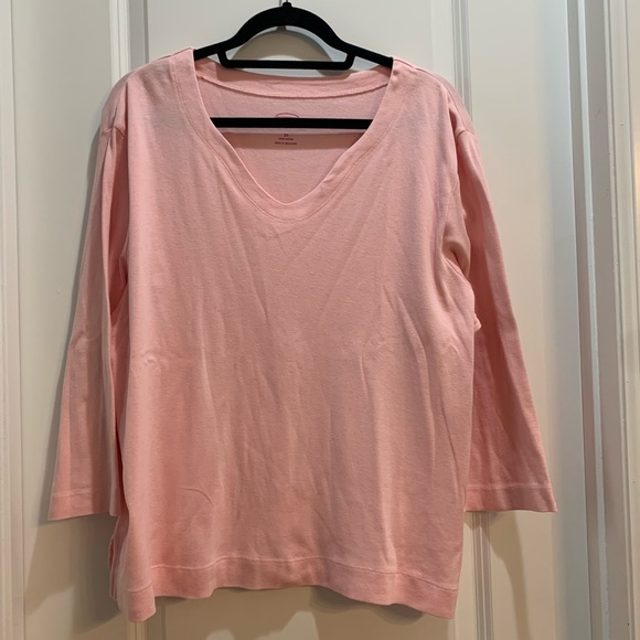 Talbots pink 3/4 Sleeve Tee Plus Sz 2X V-Neck Armpit To Armpit 26” - Picture 1 of 5